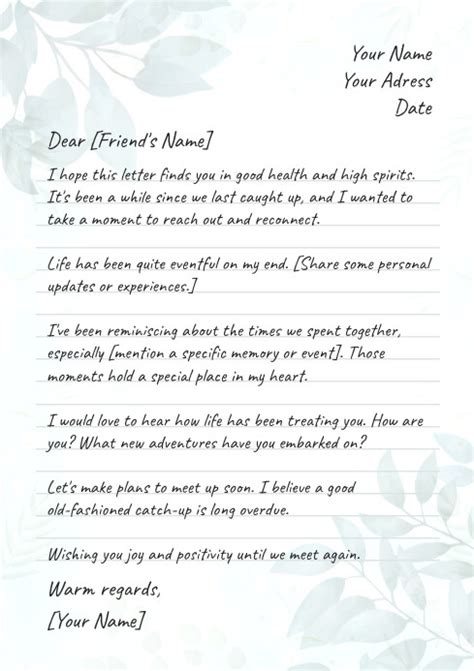 Template for a Letter to a Friend | PosterMyWall