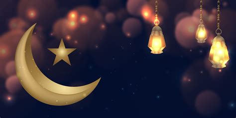 Ramadan Kareem Glowing Golden Moon Background 954140 Vector Art at Vecteezy