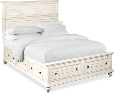 Charleston King Panel Bed with 6 Underbed Drawers - White | Value City ...