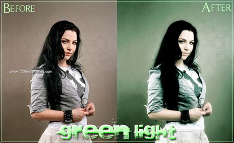 Green Light Effect Photoshop Action | 123Freebrushes