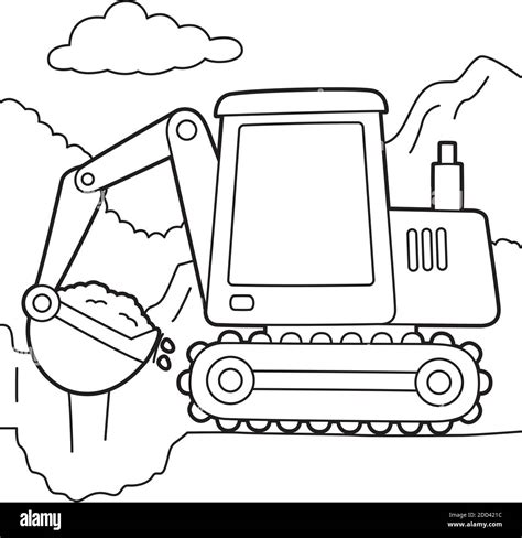 Excavator Coloring Page Stock Vector Image & Art - Alamy