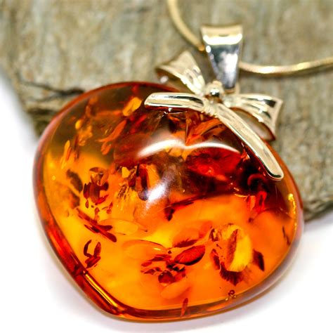 Baltic Amber Pendant in 9ct gold. Amber necklace, gold pendant. Baltic Amber jewelry. Valentine ...
