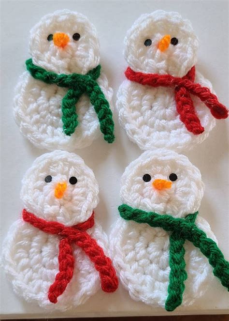 Set of 4 Crochet snowman ornaments/ crochet Christmas | Etsy