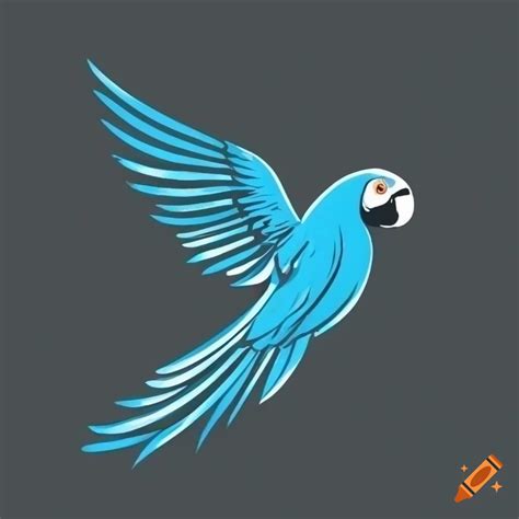 Blue parrot logo with a falling feather on Craiyon