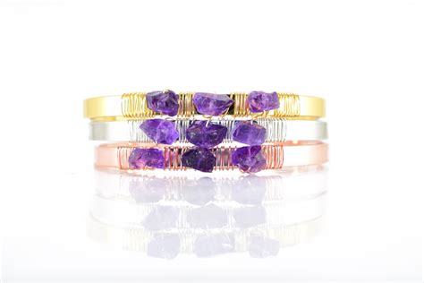 Raw AMETHYST Cuff Bracelet // Amethyst cuff/ February Birthstone/ Amethyst Gold cuff/ Amethyst ...