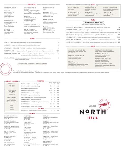 North Italia Menu | PDF | Cuisine | Foods