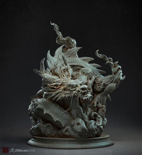 Zhelong's art - Chinese dragon statue(ZBrush2018beta test)