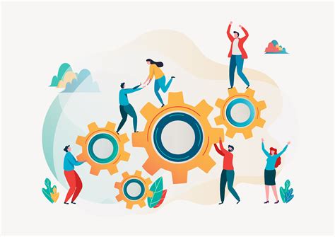 Download Teamwork and team building image with people and gears Vector ...