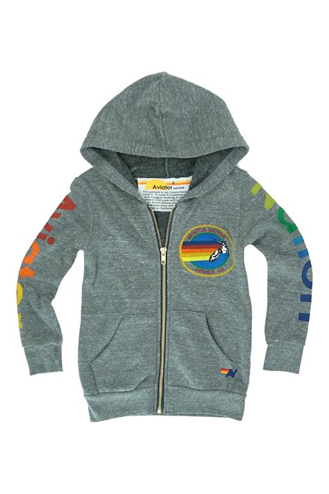 KID'S AVIATOR NATION ZIP HOODIE - HEATHER GREY - Aviator Nation