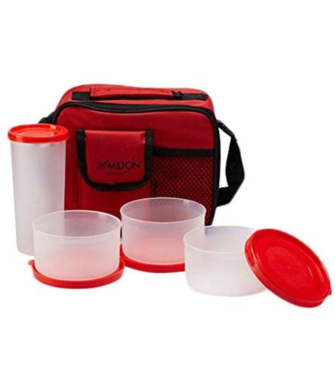 Milton Red Polypropylene Lunch Box: Buy Online at Best Price in India ...