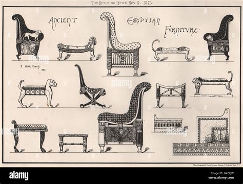 Ancient Egyptian furniture, antique print 1875 Stock Photo - Alamy