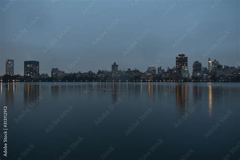 Skyline from central park reservior Stock Photo | Adobe Stock