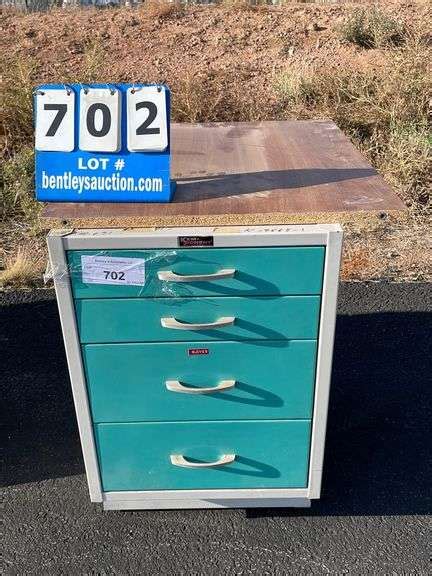 DESK / DRAWERS, 4 DRAWERS, METAL BODY, WOODEN TABLE TOP-TABLE TOP NOT ...