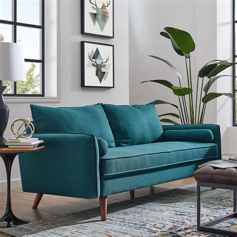 Revive Upholstered Fabric Sofa Teal by Modway