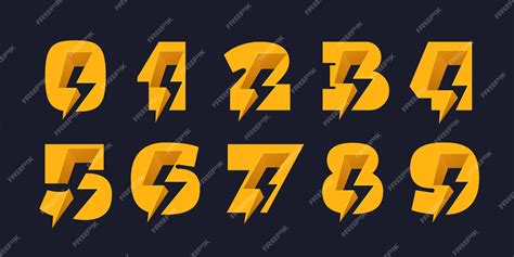 Premium Vector | 0 to 9 logos numbers set with negative space lightning ...