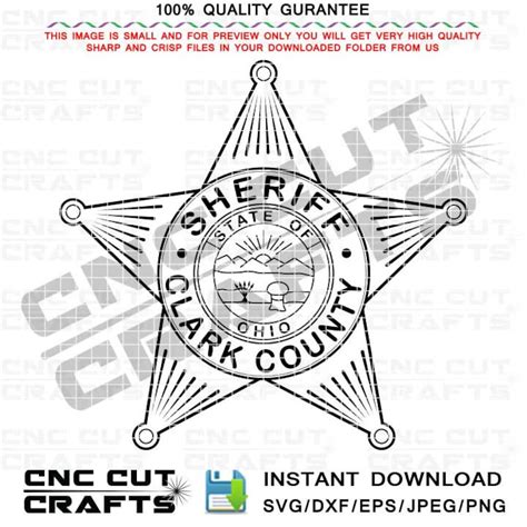 Clark County, Ohio Sheriff Badge Svg, Dxf, Vector Line Art, Cnc Router, Laser Engraving, Cnc ...