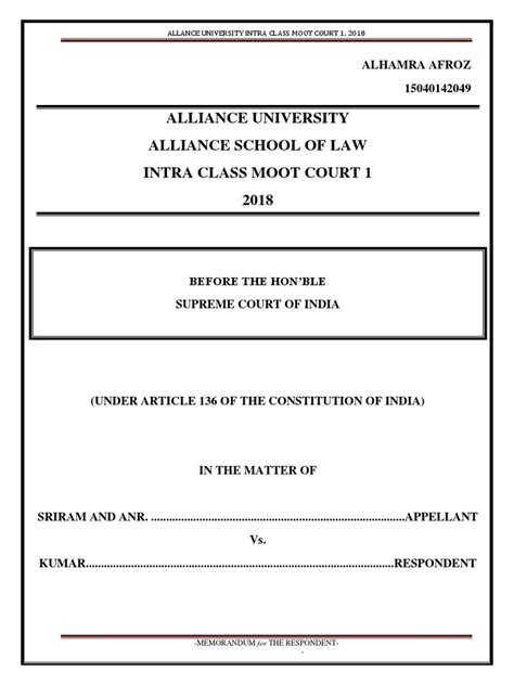 Moot Court 1 | PDF | Lawyer | Advocate