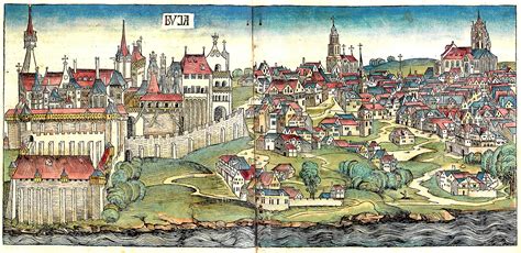 Budapest during the middle ages from the Nuremberg Chronicle in 1493 in ...