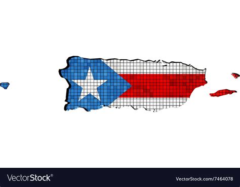 Puerto Rico map with flag inside Royalty Free Vector Image