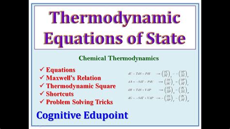 Equations of State | Thermodynamics | Maxwell's Relations | PG TRB ...