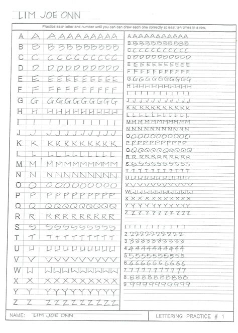 Printable Architectural Lettering Practice Sheet - Printable Templates