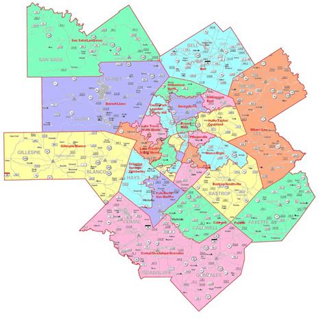 Central Texas County Map - Shina Dorolisa