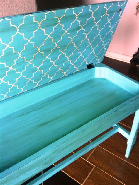 piano bench - painted and stenciled, lid open Painted Pianos, Piano Bench, Piano Keys, Lid ...