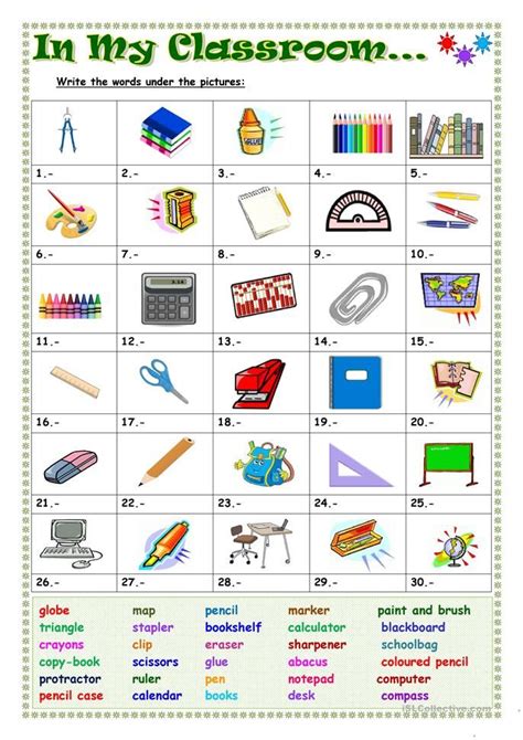 In my classroom | Apprendre l'anglais, Exercice anglais 6ème, Exercice anglais cm2