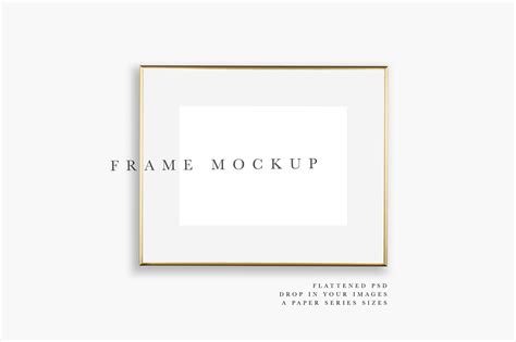 Frame Mockup #483, Golden Landscape Frame, Minimal Frame Mockup - Crella