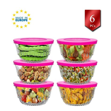 Crystal Clear Glass Food Storage Containers Set of 6, Small Round ...