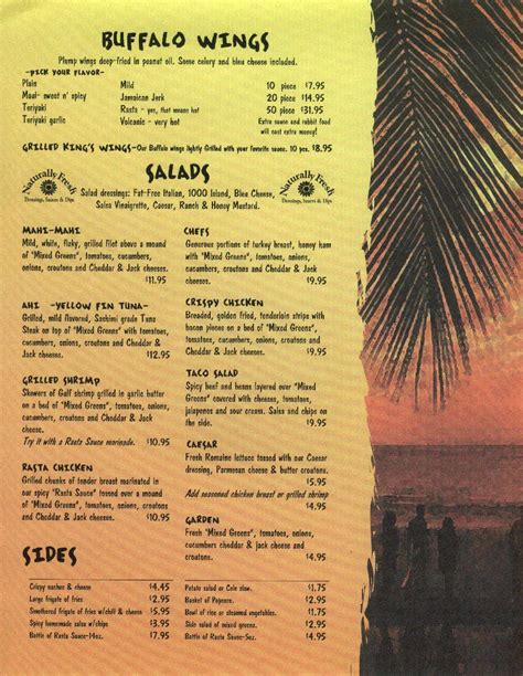 Ocean Deck Restaurant & Beach Club, Daytona Beach Menu