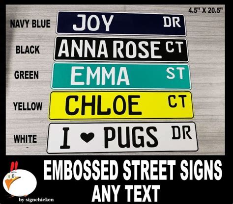 Custom Personalized Street Sign All Aluminum Embossed - Etsy