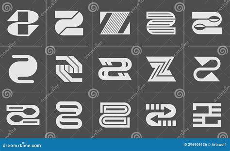 Minimalist Line Flat Letter Z Logo Icon Design Set Stock Illustration ...