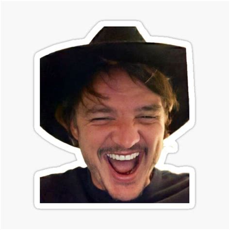 a man wearing a black hat and laughing sticker