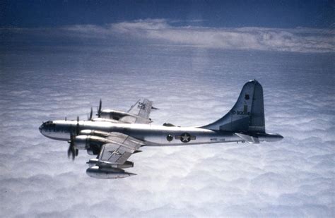 USAF Tanker Deluxe. In-flight view of a Boeing KB-50J (originally B-50D) of the 421st Air ...