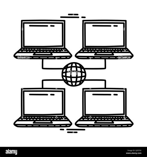 Computer Network Part of Computer Software and Hardware Hand Drawn Icon Set Vector Stock Vector ...