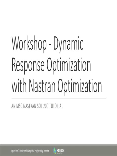 Fillable Online Nastran SOL 200 Tutorial - Dynamic Response Optimization with Nastran ...