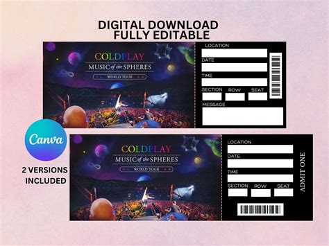 Coldplay Music of the Spheres Tour Ticket Coldplay Ticket - Etsy