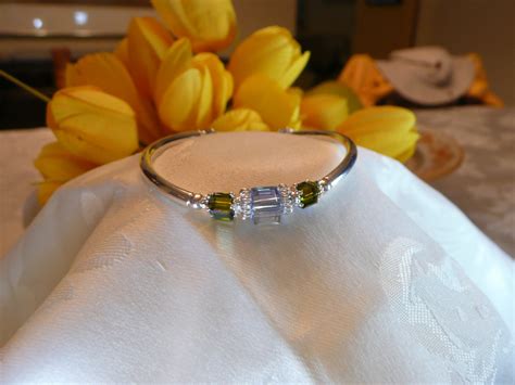 Swarovski Crystal Bangle Bracelet Blue and Green Swarovski Crystal Bangle Bracel - Bracelets