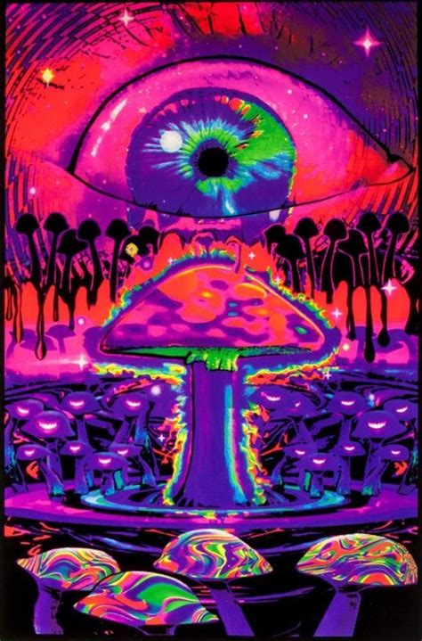 Mushrooms Ripple Magic Shrooms Trippy Psychedelic UV Black Light Blacklight Poster 24x36 ...