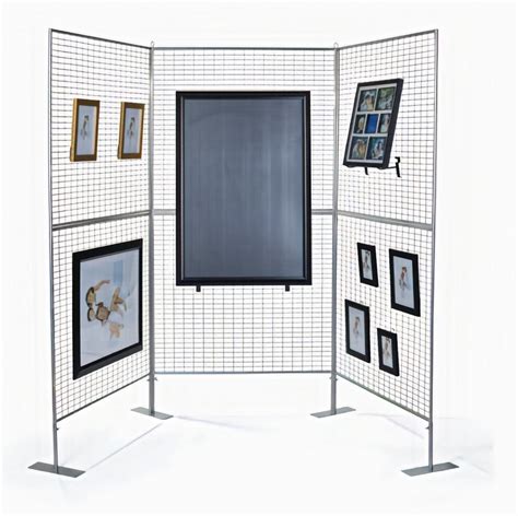 Wire Mesh Art Display Booth | U-Shape | Silver | Post Up Stand