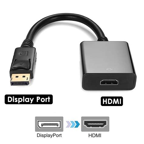 Display Port to HDMI Converter Displayport DP to HDMI Cable Adapter 1080P for PC TV Projector ...