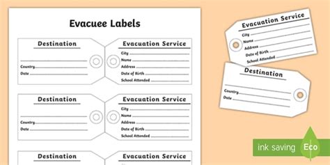 Evacuee Label Activity (teacher made) - Twinkl