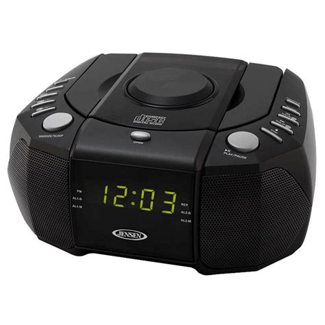 JENSEN AM/FM Stereo Dual Alarm Clock Radio with Top Loading CD Player, Digital Tuner and Aux ...