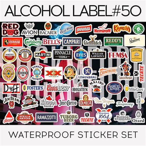 Alcohol logo awesome stickers set 50 | Etsy