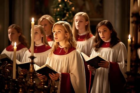 Premium AI Image | Girls in the church choir singing Christmas carols