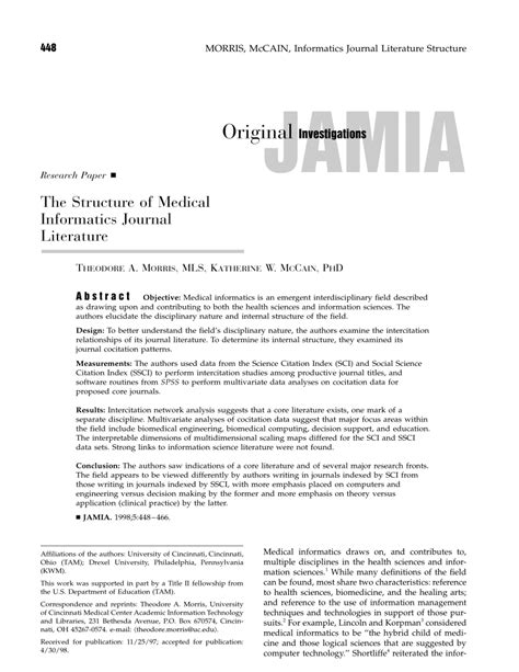 (PDF) The Structure of Medical Informatics Journal Literature