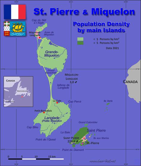 Saint Pierre & Miquelon Country data, links and map by administrative structure