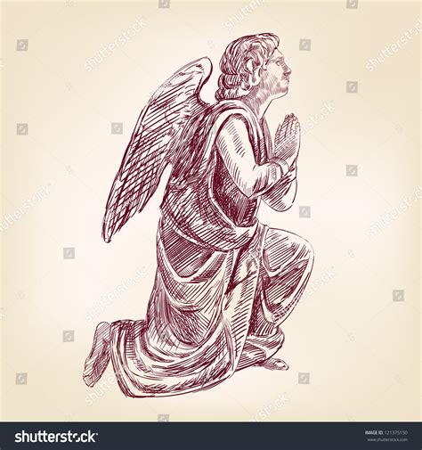 Angel Hand Drawn Vector Llustration Realistic Stock Vector 121375150 ...