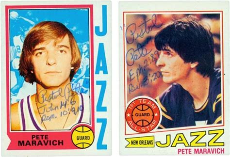 Pete Maravich Signed Topps Basketball Cards (2)